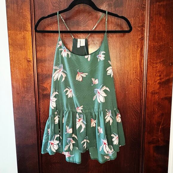 Japna Racerback Camisole Ruffle Peplum Women's M | Green Floral Fairy Goth - Picture 1 of 7